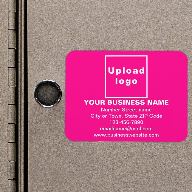 Magnet Flexible Marque commerciale sur aimant flexible rectangle r (Your business brand on pink rectangle flexible magnet as marketing material.)