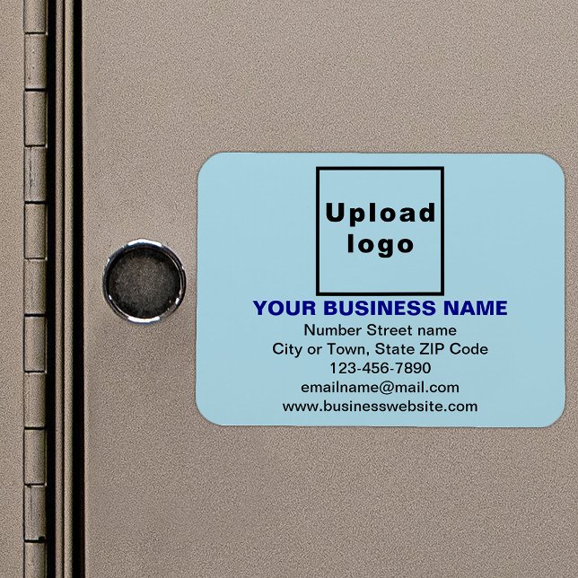 Magnet Flexible Marque d'affaires sur rectangle bleu clair Flexibl (Your business brand on light blue rectangle flexible magnet as marketing material.)