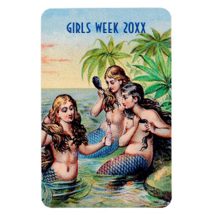 Magnet Flexible Marqueur de porte du cabine vintage Mermaids Illus