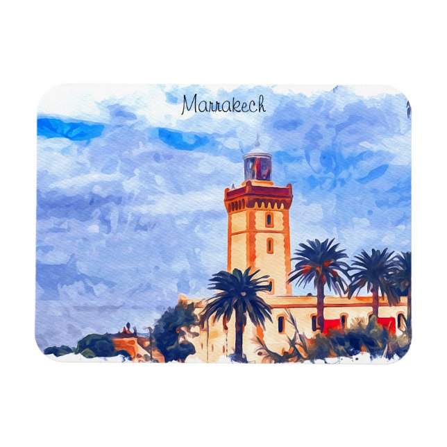 Magnet Flexible Marrakech Maroc Mosquée Voyage (Horizontal)