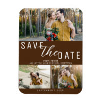 Marron foncé Enregistrer la date Mariage 3 Photos