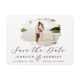 Magnet Flexible Marsala Wine Romantic Brushed Frame Save The Date