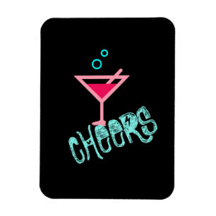 Magnet Flexible Martini - Boisson d'alcool Pop Art, rose et turquo