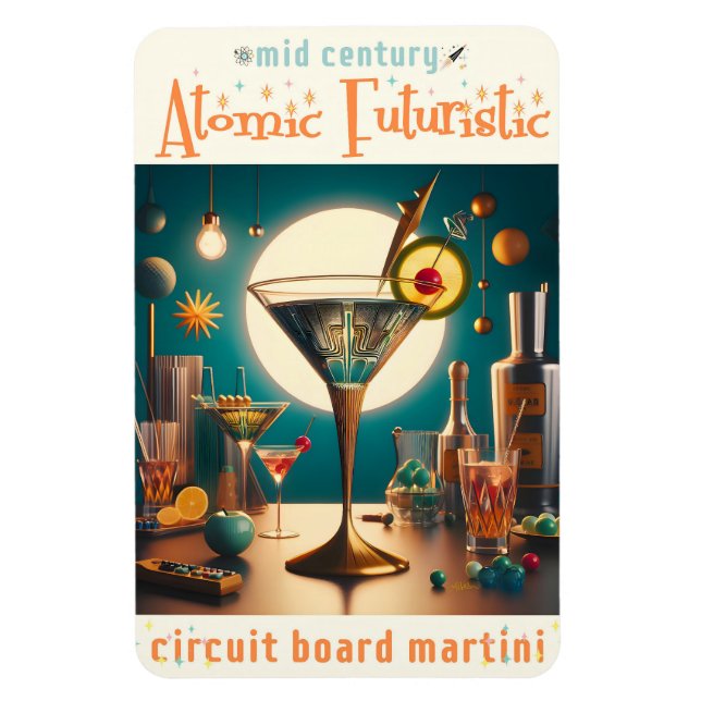 Magnet Flexible Martini futuriste à circuit imprimé atomique (Vertical)