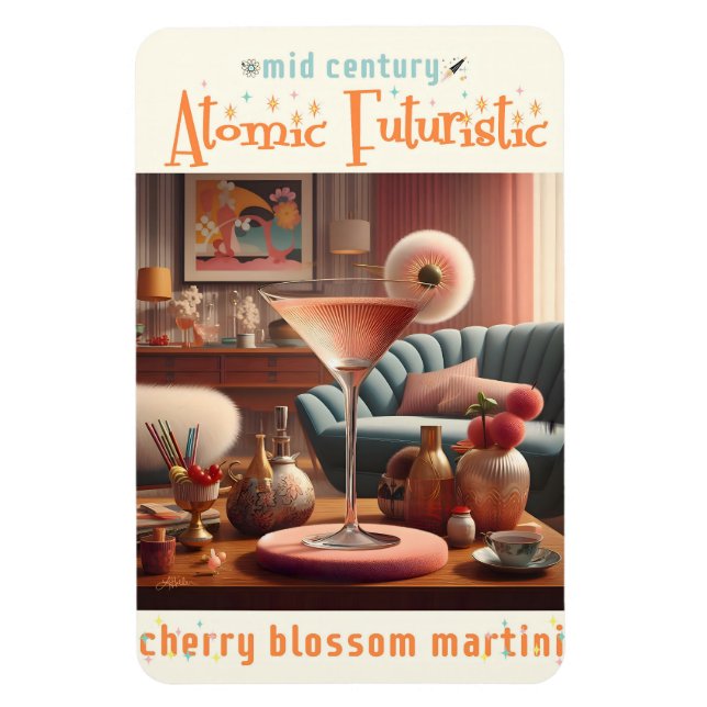 Magnet Flexible Martini Futuriste Atomique à la Fleur de Cerisier (Vertical)