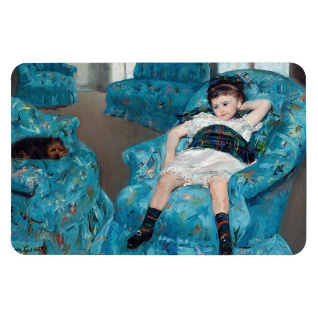 Magnet Flexible Mary Cassatt - Petite fille dans un fauteuil bleu (Horizontal)
