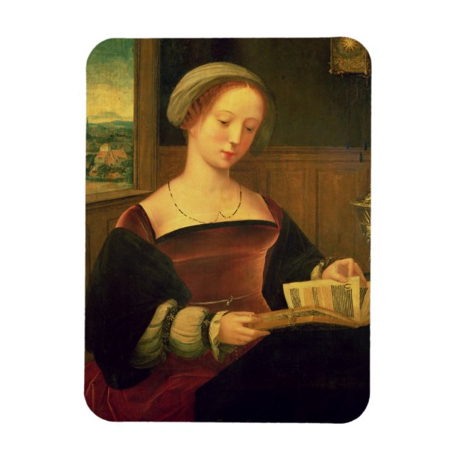 Magnet Flexible Mary Magdalene Reading (huile sur panneau) (Vertical)