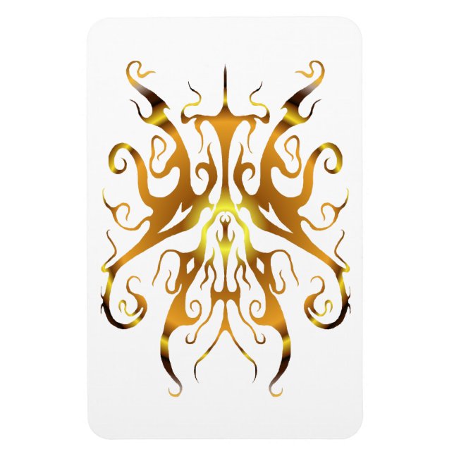 Magnet Flexible Masque Tribal Abstrait au Design Élégant en Or (Vertical)