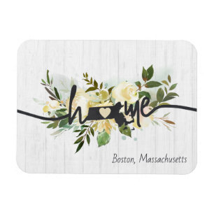 Magnet Flexible Massachusetts État Personnalisé Maison Ville Rusti