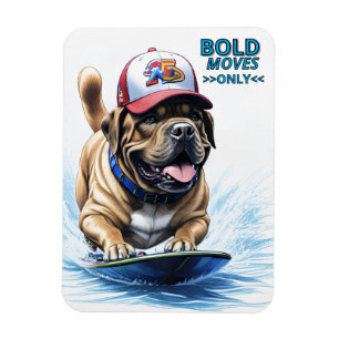 Magnet Flexible Mastiff Dogue anglais planche de surf vacances
