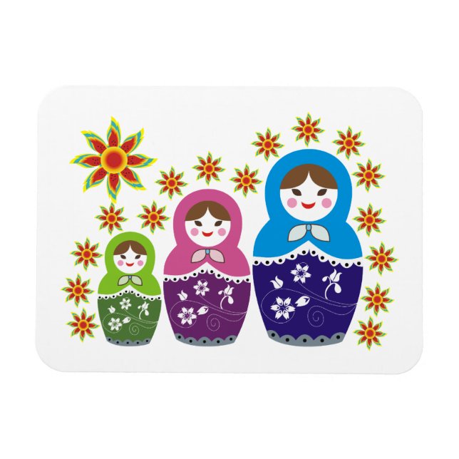 Magnet Flexible Matryoshka Poupées russes & tournesols personnalis (Horizontal)