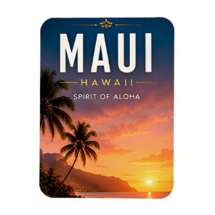 Magnet Flexible 🌺 Maui Hawaï Décoration de Maison Coucher de Sole