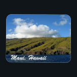 Magnet Flexible Maui Hawaii Beautiful Ocean Mountains Photography<br><div class="desc">A beautiful photograph of Maalaea Bay in Maui,  Hawaii. Pretty lush,  green mountains lining the gorgeous blue ocean seascape with windmills and white clouds at the top of the lovely hill. This scenic landscape is loved by Hawaiians and tourists on vacation.</div>