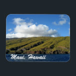 Magnet Flexible Maui Hawaii Beautiful Ocean Mountains Photography<br><div class="desc">A beautiful photograph of Maalaea Bay in Maui,  Hawaii. Pretty lush,  green mountains lining the gorgeous blue ocean seascape with windmills and white clouds at the top of the lovely hill. This scenic landscape is loved by Hawaiians and tourists on vacation.</div>