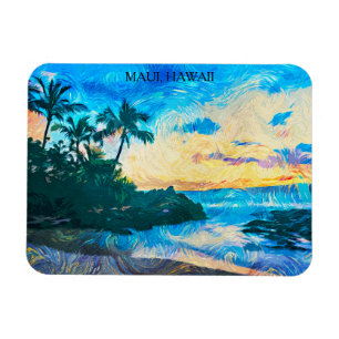Magnet Flexible Maui Hawaii Peinture à l'huile Voyage d'illustrati