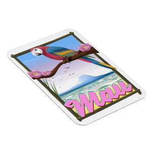 Magnet Flexible Maui Hawaii perroquet affiche de voyage tropicale