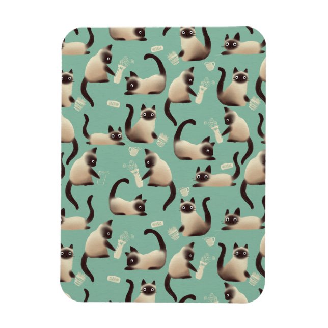 Magnet Flexible Mauvais chats siamois frapper des trucs (Vertical)