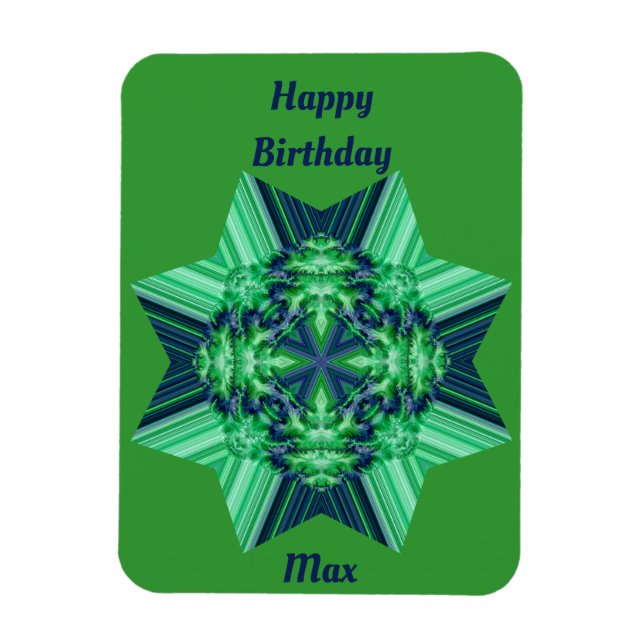 Magnet Flexible MAX Green Blue carte d'anniversaire Etoile octogon (Vertical)