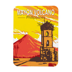Magnet Flexible Mayon Volcano Cagsawa Ruines Philippines Travel Ar