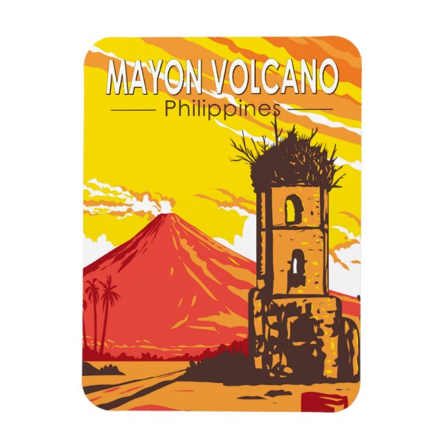 Magnet Flexible Mayon Volcano Cagsawa Ruines Philippines Travel Ar (Vertical)