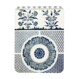 Magnet Flexible Médaillon Chinois : Chinoiserie Bleu Indigo