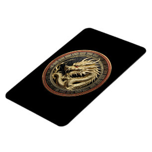 Magnet Flexible Médaillon de dragon sacré oriental en or