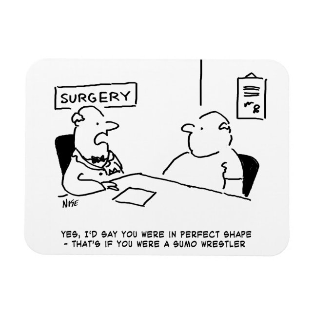 Magnet Flexible Médecin et patient en surpoids Obesity Sumo Cartoo (Horizontal)