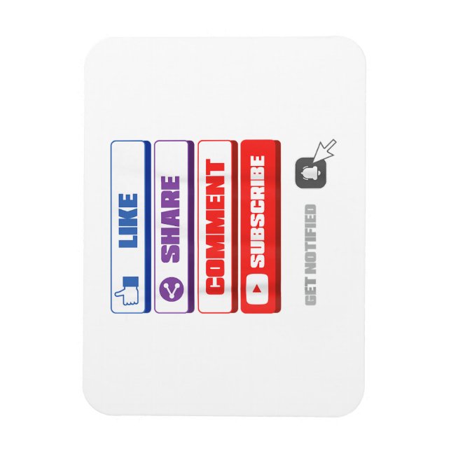 Magnet Flexible Média Sociaux J'aime Partager Commenter S'abonner  (Vertical)