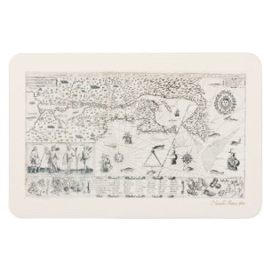 Magnet Flexible Medieval World Map Québec Nouvelle-France America