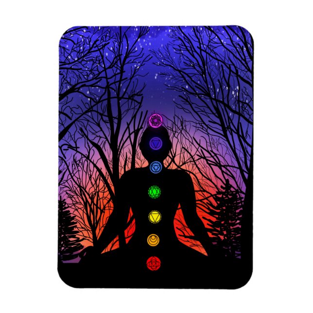 Magnet Flexible Méditation et arbres sur une nuit étoilée à (Vertical)