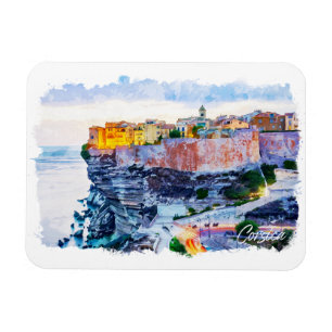 Magnet Flexible Méditerranée Corse France Elégante aquarelle
