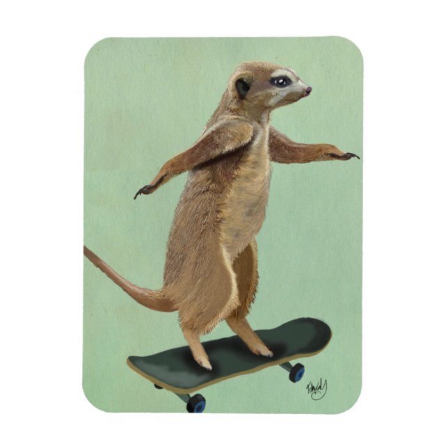 Magnet Flexible Meerkat Sur Skateboard 3 (Vertical)