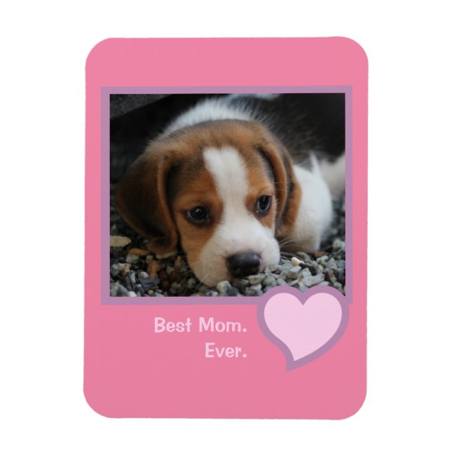 Magnet Flexible Meilleur Beagle Maman Jour Pink Texte Pet Chien Ph (Vertical)