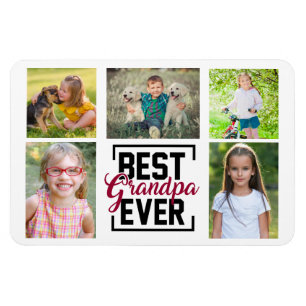 Magnet Flexible Meilleur Grand-Père Ever 5 Grandchild Photo Collag