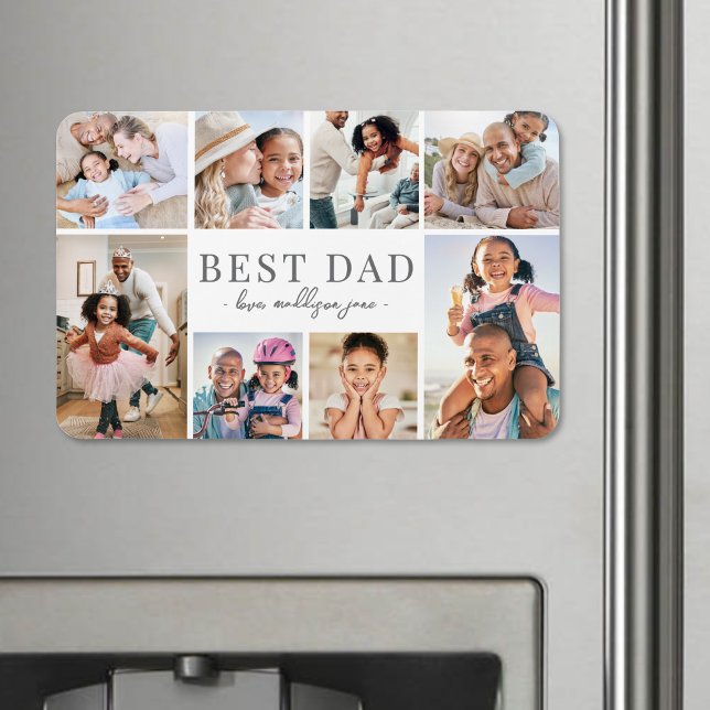 Magnet Flexible Meilleur Papa Collage de Photos (Simple Best Dad Collage Magnet)