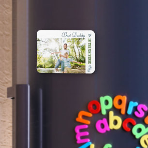 Magnet Flexible Meilleur papa dans l'univers Photo personnalisée