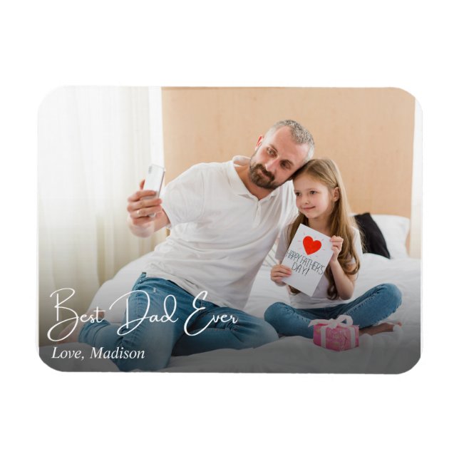Magnet Flexible Meilleur papa jamais une simple photo personnalisé (Horizontal)