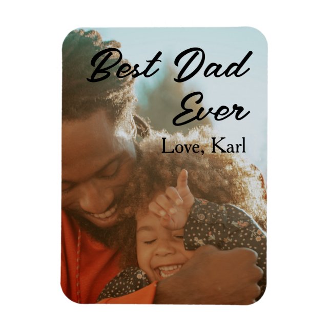 Magnet Flexible meilleur papa photo amour texte simple minimal dat (Vertical)