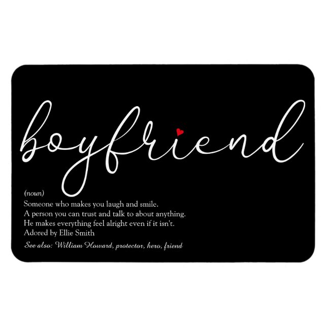 Magnet Flexible Meilleur Petit Ami Définition Script Amour Cœur (Horizontal)