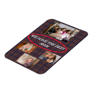 Magnet Flexible Meilleur Tartan à carreaux Photo Hommage à maman