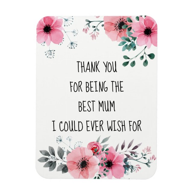 Magnet Flexible Meilleure Maman Citation Aquarelle Florale (Vertical)