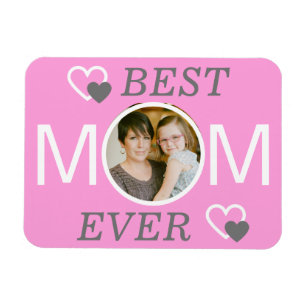 Magnet Flexible Meilleure maman jamais personnalisé photo rose