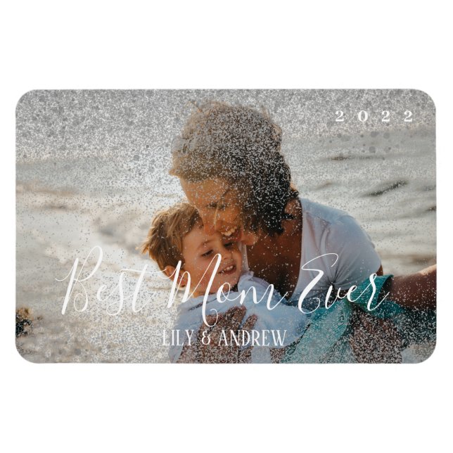 Magnet Flexible "Meilleure maman jamais" Photo personnalisée Parti (Horizontal)