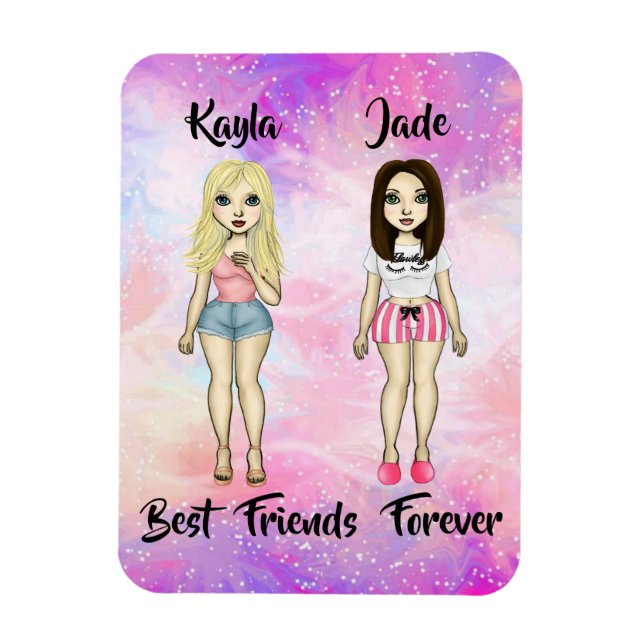 Magnet Flexible Meilleurs amis Forever Blonde et Brunette Custom (Vertical)