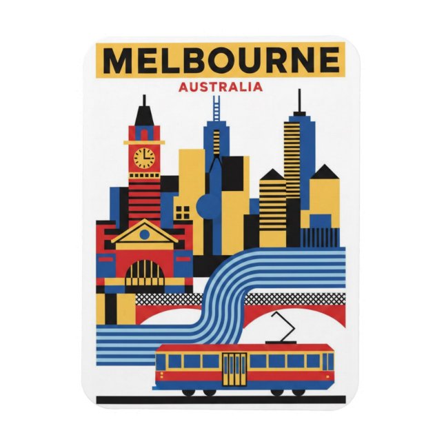 Magnet Flexible Melbourne Australie Skyline Voyage (Vertical)