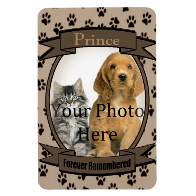 Magnet Flexible Mémorial des Empreintes de pattes Brown pour chat  (Vertical)
