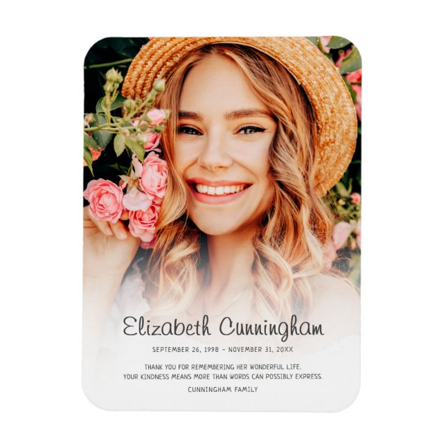 Magnet Flexible Memorial Funeral Modern Simple Cursive Photo (Vertical)