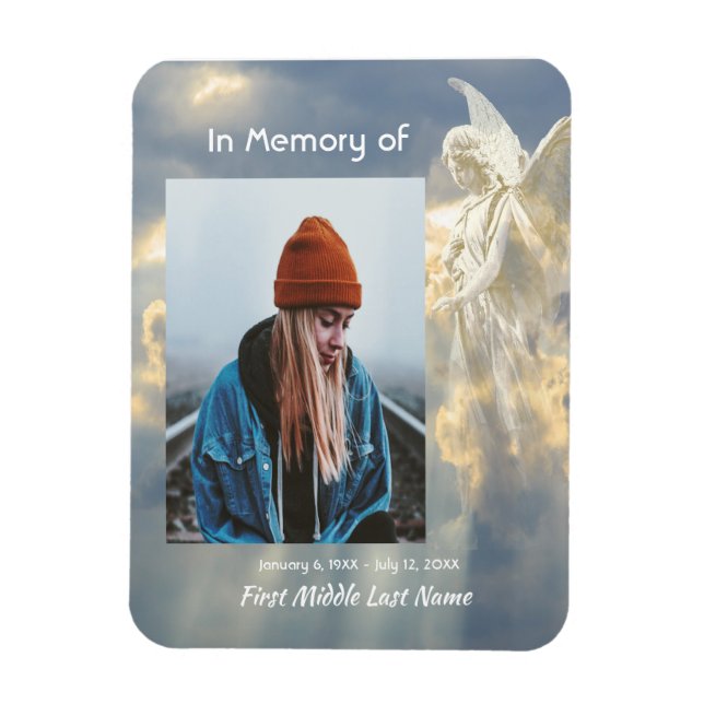 Magnet Flexible Memorial Keepsaké Angel Sky Nuages (Vertical)