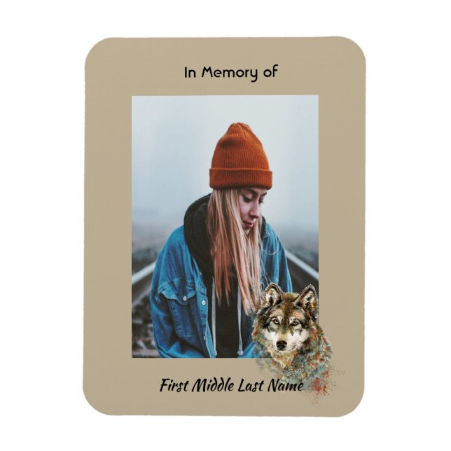 Magnet Flexible Mémorial Keepsaké aquarelle Wolf Animaux (Vertical)