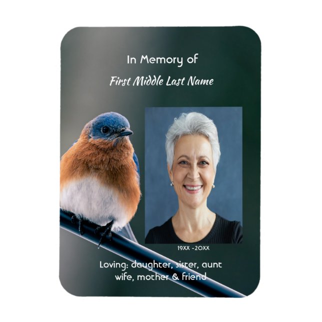 Magnet Flexible Memorial  Keepsake Bluebird Garden Bird  (Vertical)